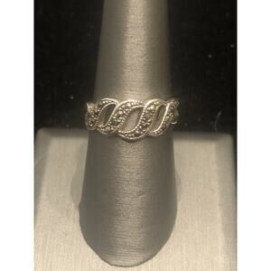 Sterling Silver Marcasite Wave stacking Ring Sz 8 925